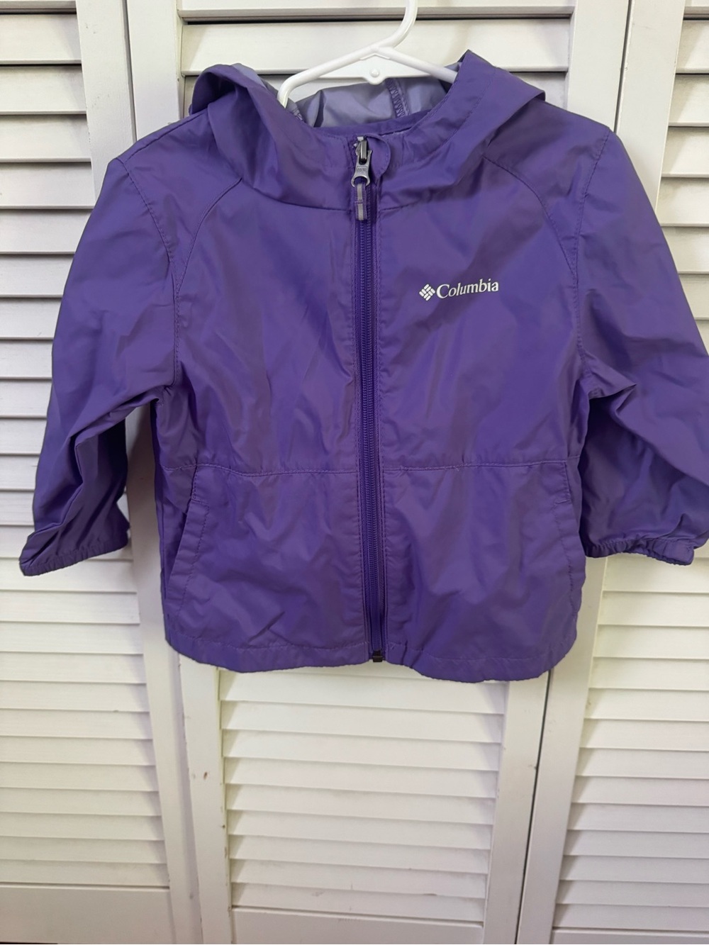 2t Columbia Kids Lightweight Purple Hooded Rain Jacket